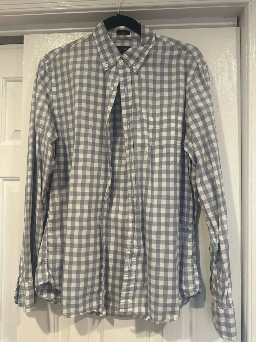 J Crew Classic Light Blue Check Button-Down Shirt - Men